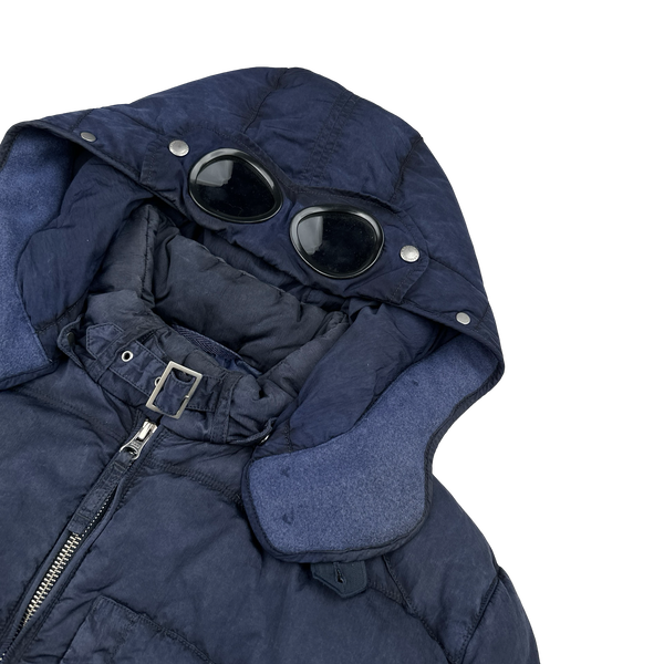 CP Company Blue Down Filled Frosted Nylon Puffer Jacket - Large