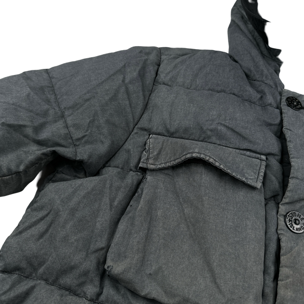 Stone Island 2018 Grey Lino Resinato Down-TC Puffer Jacket - XXL