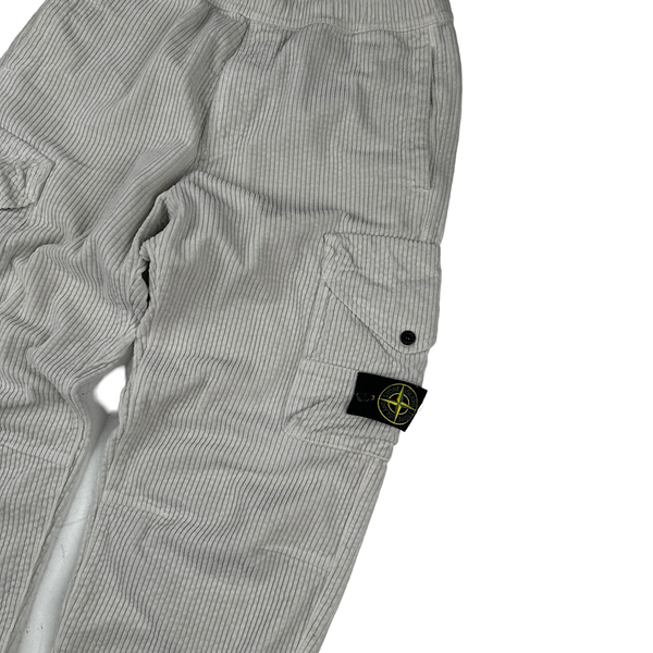 Stone Island 2023 RE T White Corduroy 400 Cargo Trousers - Small