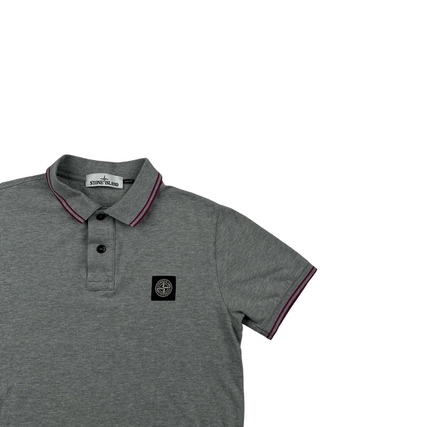 Stone Island 2019 Grey Pink  Piping Cotton Polo Shirt - Medium