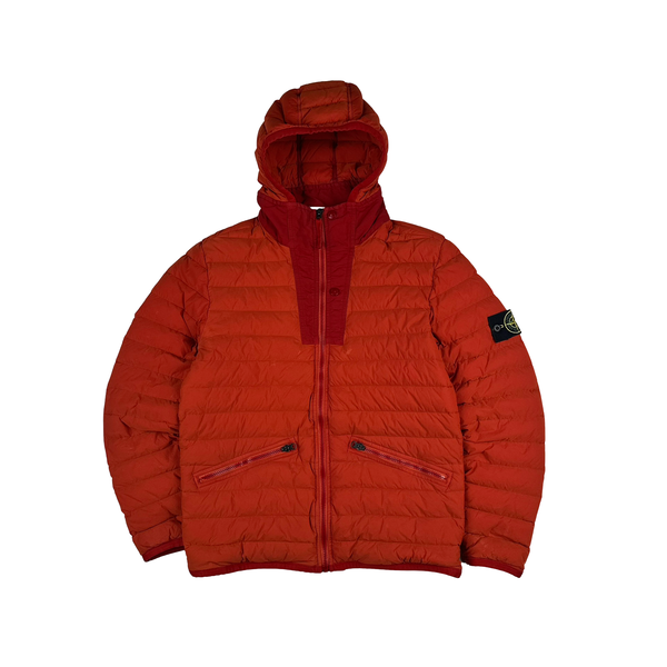 Stone Island 2019 Red Loom Woven Down Chambers Stretch Nylon TC Jacket - Medium