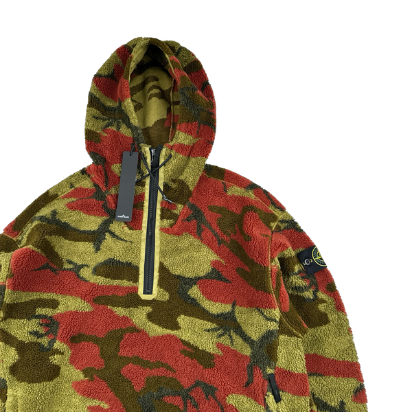 Stone Island 2022 Heritage Camo Teddy Fleece Pullover Hoodie  - Medium, Large, XL