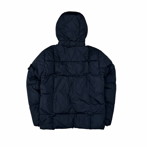 Stone Island 2018 Navy Down Filled Crinkle Puffer Jacket - Medium
