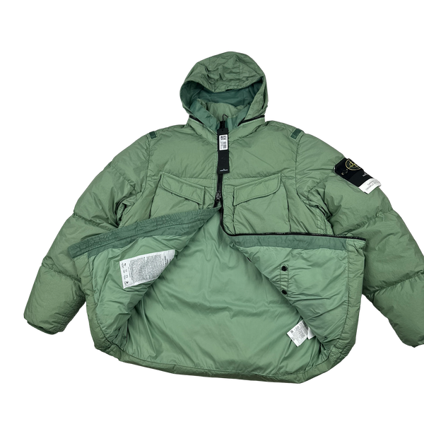 Stone Island 2022 Pale Green Crinkle R-NY Down Puffer Jacket - Large