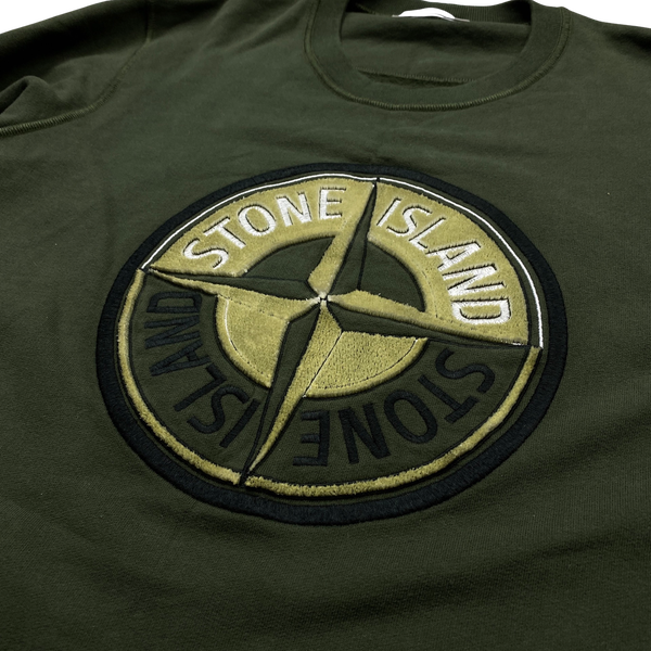 Stone Island 2020 Green Compass Logo Cotton Crewneck Sweatshirt - XL