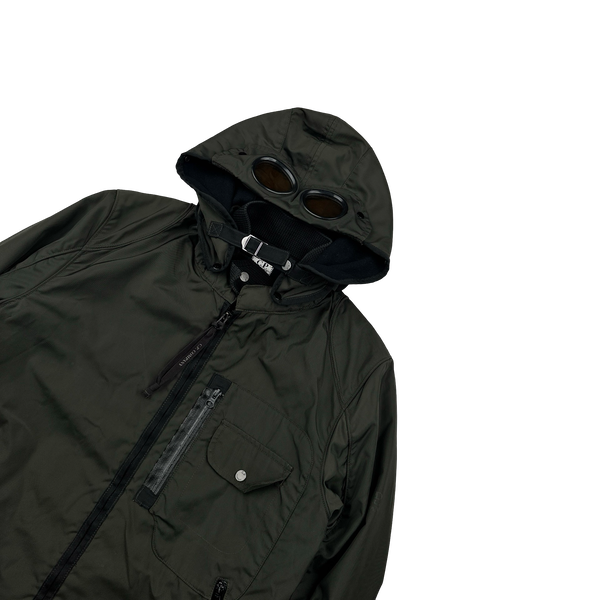 CP Company Dark Green Multi Pocket Nylon Wool Lined Goggle Jacket - Medium