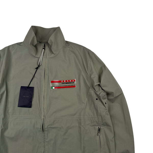 Prada Khaki Caroli Health Club Strech Lightweight Windbreaker Jacket - Large