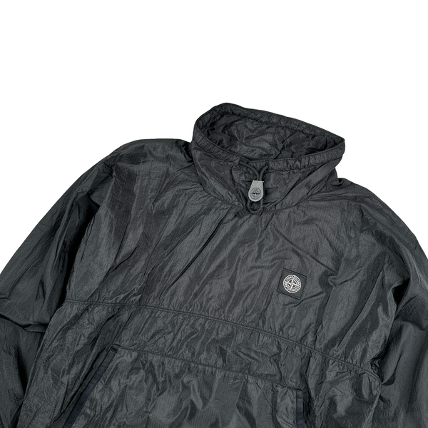 Stone Island 2020 Black Garment Dyed Nylon Metal Rip Stop Smock - Small