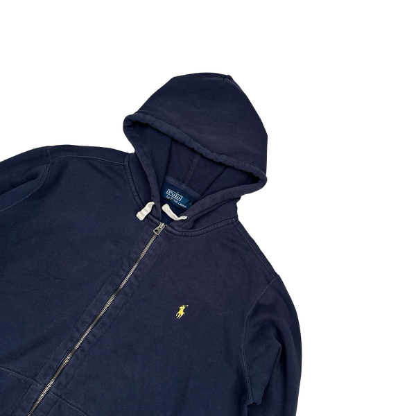 Ralph Lauren Navy Thick Cotton Zipped Hoodie - XL