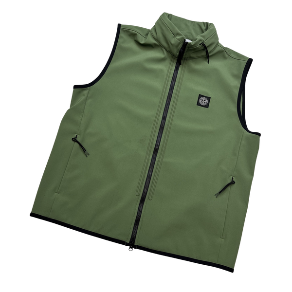 Stone Island 2022 Green Soft Shell-R Gilet - XL