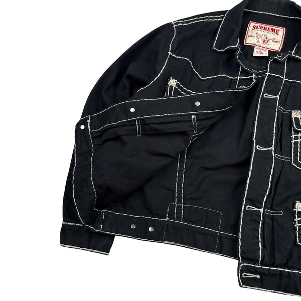 Supreme X True Religion Black Contrast Stitch Denim Jacket - Medium