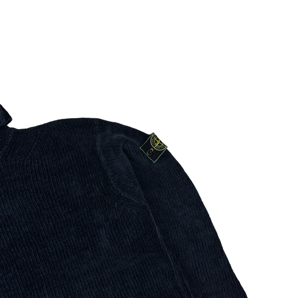 Stone Island Vintage 1995 Navy Chenille Knit Vintage Roll Neck - Medium