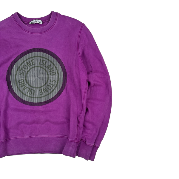 Stone Island 2021 Purple 3D Rubber Logo Sweatshirt - Small