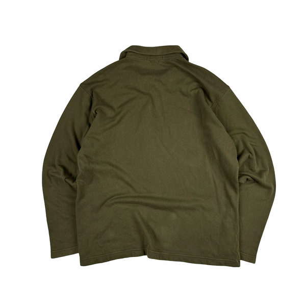 Stone Island Vintage 1998 Khaki Long-sleeved Pullover Polo Shirt - Large