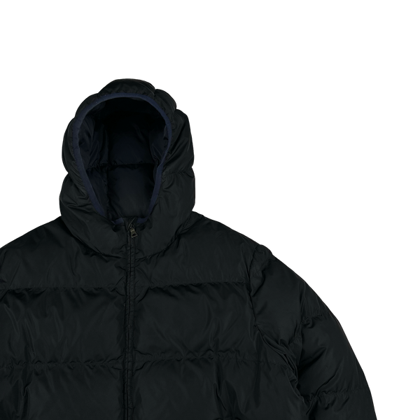 Prada Navy Red Tab Logo Zipped Puffer Jacket - XXL