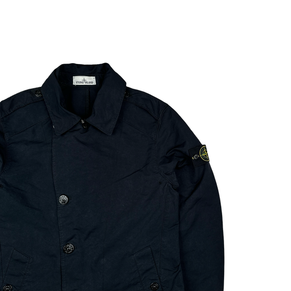 Stone Island 2019 Black David TC Garment Dyed Double Breasted Jacket - Medium