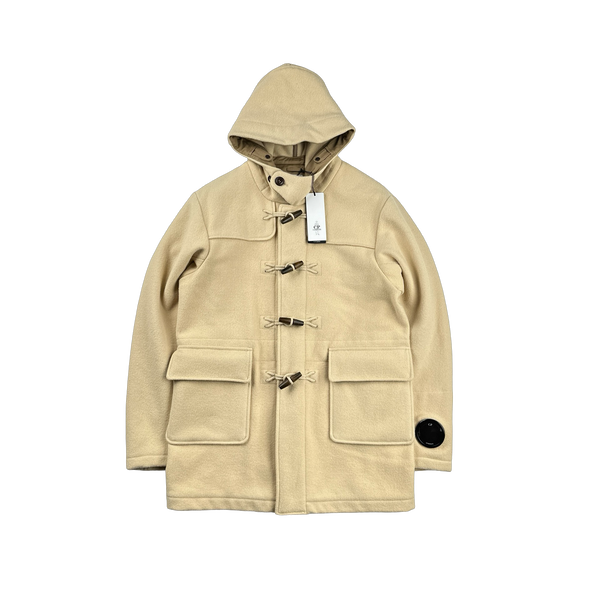 CP Company Tan Wool Spellout Watch Viewer Duffle Jacket - Large