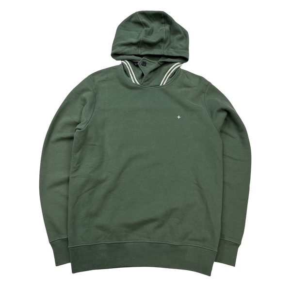Stone Island Marina Green Cotton Pullover Hoodie - Medium
