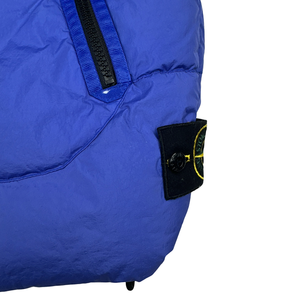 Stone Island 2021 Blue Garment Dyed Crinkle Reps Down Filled Gilet - Medium