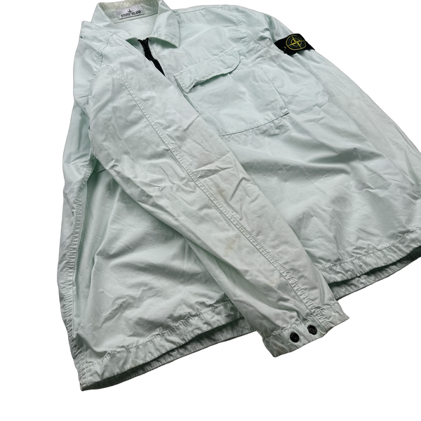 Stone Island 2022 Ice Blue Cotton Zipped Overshirt - Large