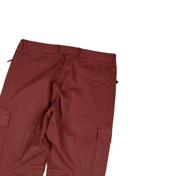Stone Island 2021 Red Thick Cotton Cargo Trousers - 30"
