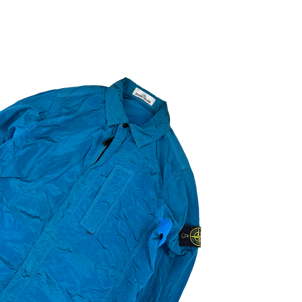 Stone Island 2018 Blue Nylon Metal Shimmer Overshirt - Small