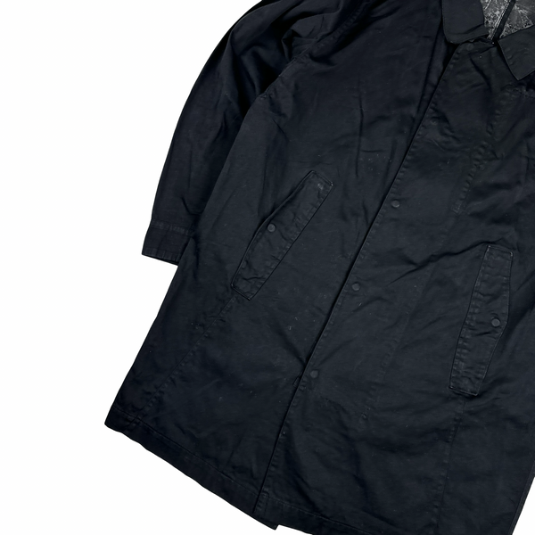 Stone Island 2003 Black Raso Gommato Trench Coat Jacket - Large
