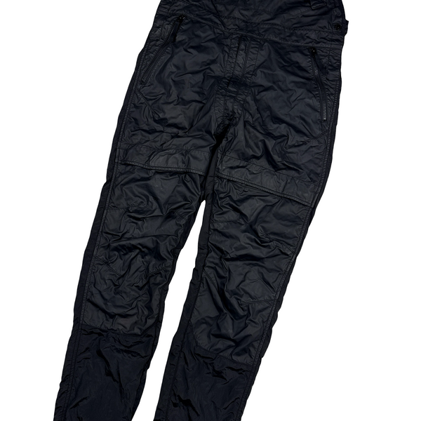 Stone Island Black Mussola Gommato Centre Badge Dungarees - Small