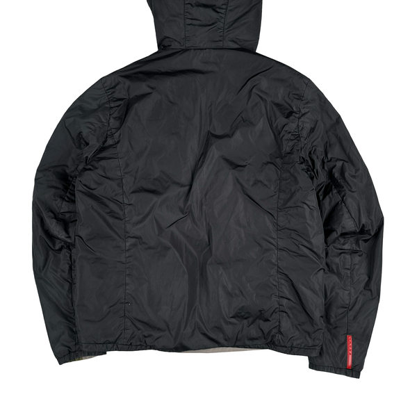 Prada Grey/Khaki Red Tab Reversible Nylon Windbreaker Jacket - Large