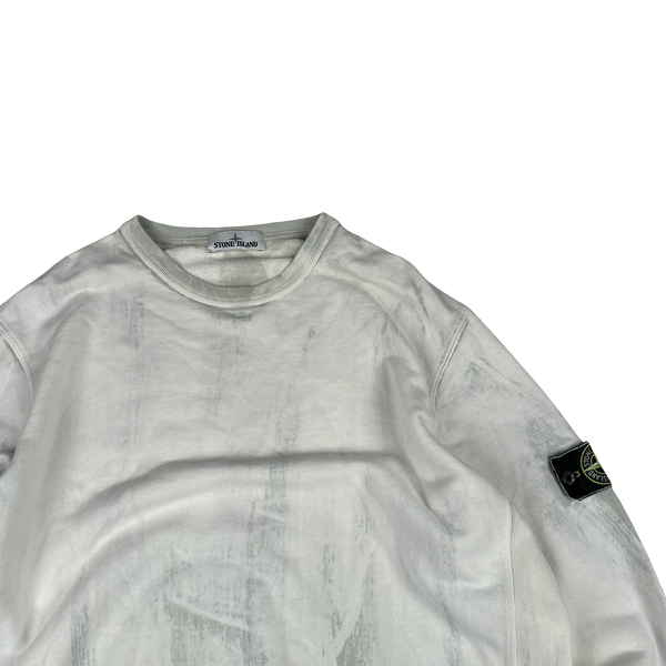Stone Island White Hand Corrosion Crewneck Sweatshirt - XXL