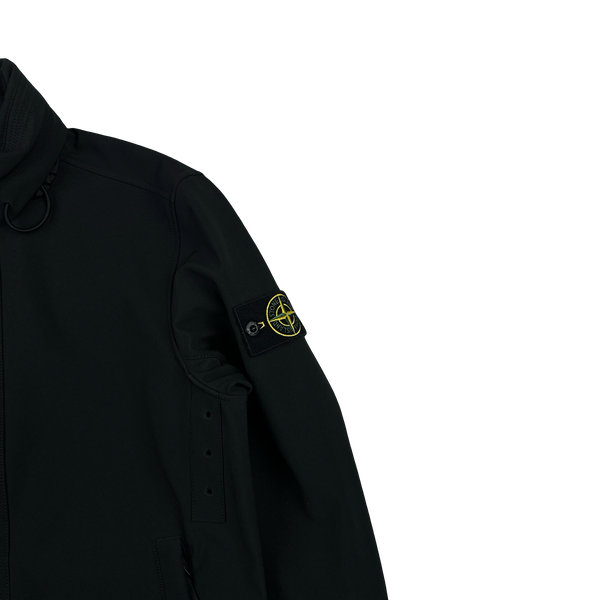 Stone Island 2023 Black Soft Shell R e.Dye Fleece Lined Zipped Jacket - Medium