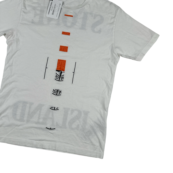Stone Island 2020 Graphic Spellout White T Shirt - Large