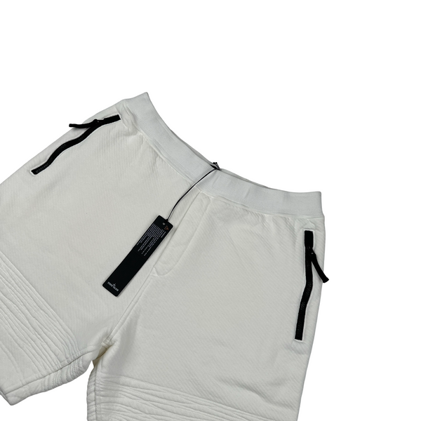 Stone Island 2022 White Compass Thick Cotton Shorts - Large