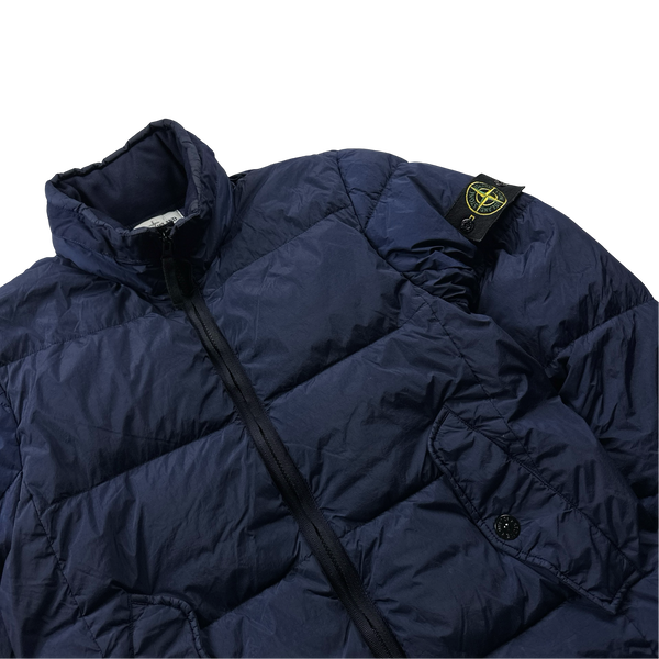Stone Island Navy Garment Dyed Crinkle Reps Puffer Jacket - Medium