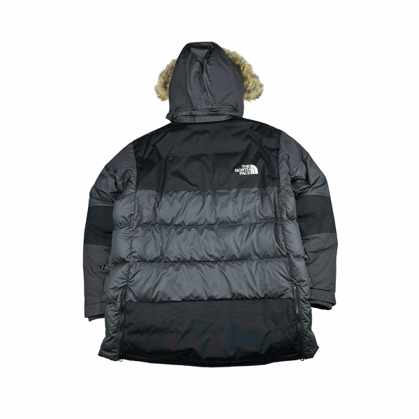 North Face Grey 550 Down Filled Winter Fur Hood Trim Jacket - XL