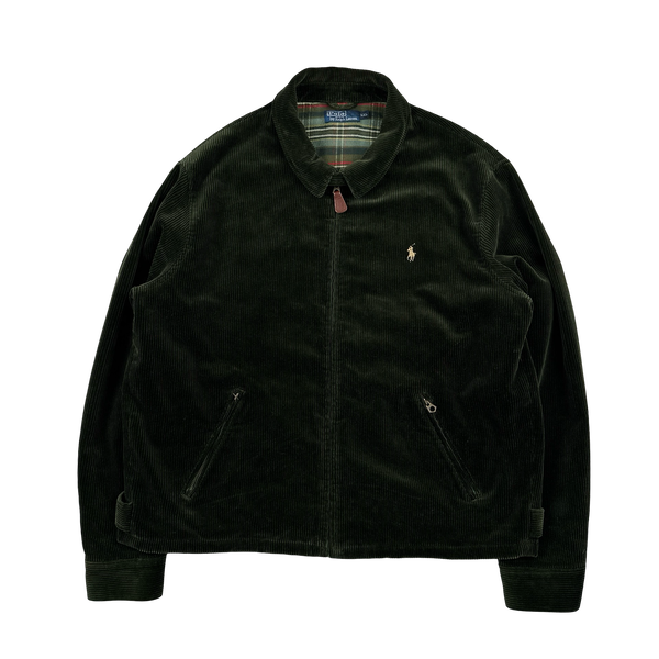 Ralph Lauren Heavy Emerald Green Corduroy Cotton Lined Zipped Jacket - XXL