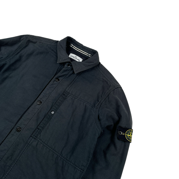 Stone Island 2012 Black Cotton Quilted Buttoned Overshirt - XL