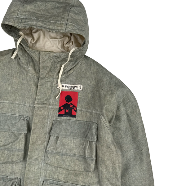CP Company Melange Light Waxed Cotton Seed 3 Multi Pocket Jacket - XL