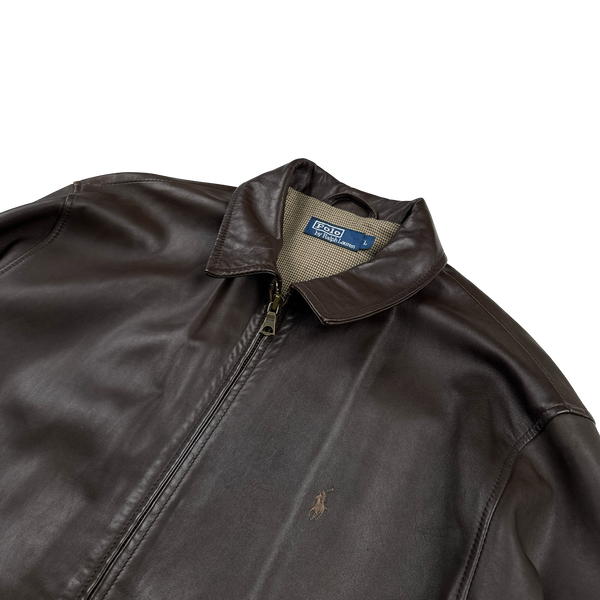 Ralph Lauren Brown Heavyweight Leather Jacket - Large