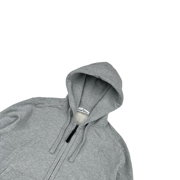 Stone Island 2019 Light Grey Zipped Cotton Hoodie - Small