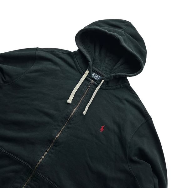 Ralph Lauren Black Thick Cotton Zipped Hoodie- XXL