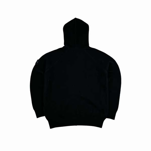 Stone Island 2025 Ghost Black Cashmere Hooded Knit Jumper - Large