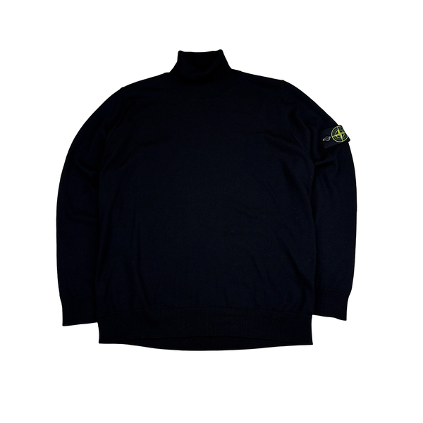 Stone Island 2024 Black Wool High Neck Knit Jumper - XL
