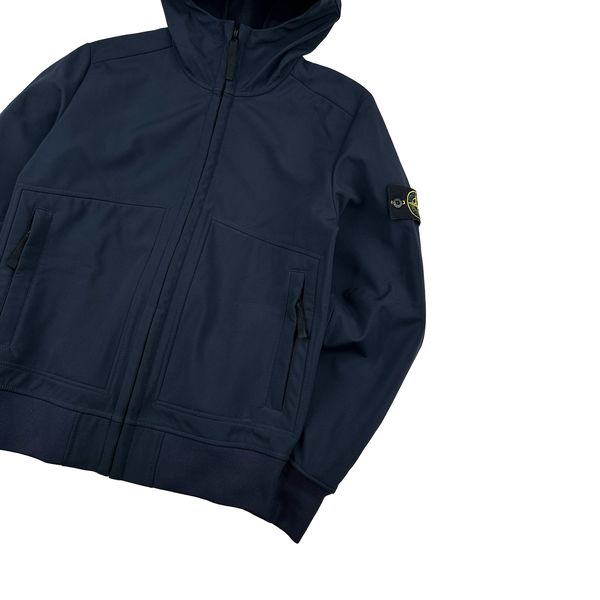 Stone Island Navy Hooded Soft Shell R Jacket - Small