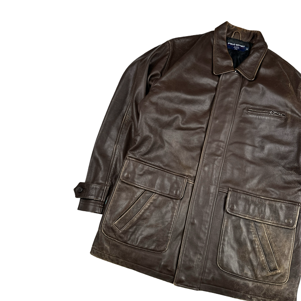 Ralph Lauren Brown Heavyweight Leather Jacket - Medium