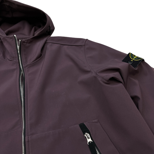 Stone Island 2021 Plum Soft Shell e-Dye Hooded Jacket - Large