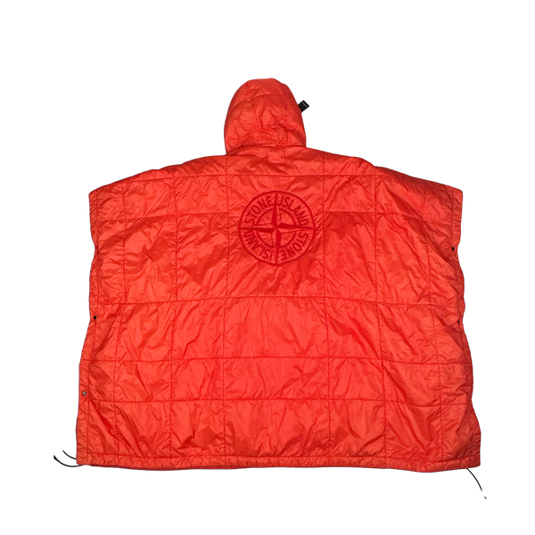 Stone Island 2019 Orange Garment Dyed Quilted Micro Yarn Poncho Pullover Jacket - Medium