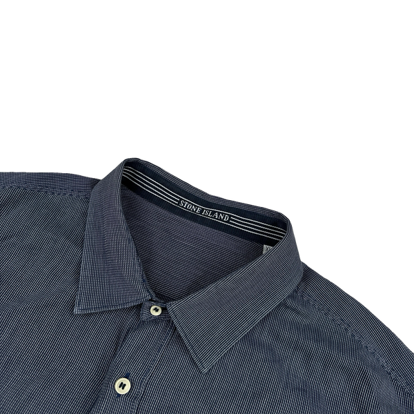 Stone Island Vintage Navy Woven Buttoned Compass Overshirt - XL