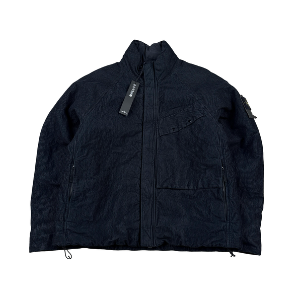 Stone Island 2025 Navy Wrinkled Corduroy 500 TC Quilted Jacket - Large