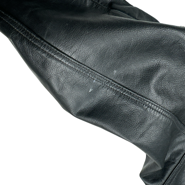 Ralph Lauren Black Wool Blend Lining Heavyweight Leather Jacket - Large